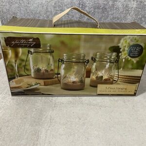 Apothecary & Company Set 3-Piece Hanging Mason Jar and Tealight Patio Garden NIB